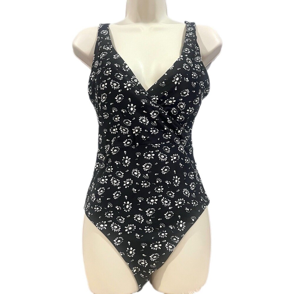 Choice Well Women’s Swimsuit 1-Piece Black White Floral Size 4